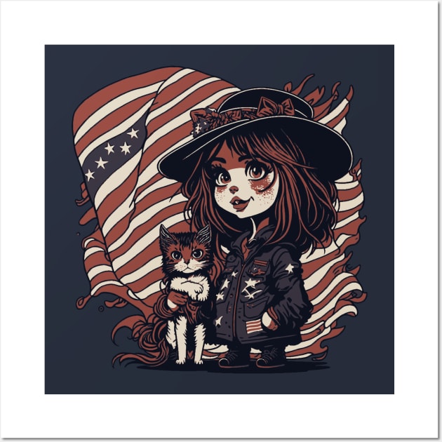 Patriotic Cat Mother Wall Art by By_Russso